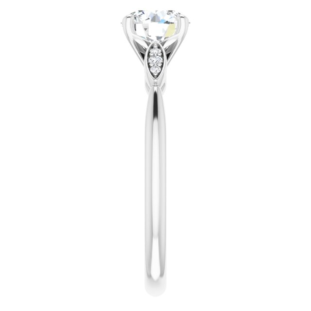 14K White 6.5 mm Round .03 CTW Natural Diamond Semi-Set Engagement Ring
