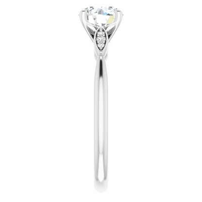 14K White 6.5 mm Round .03 CTW Natural Diamond Semi-Set Engagement Ring
