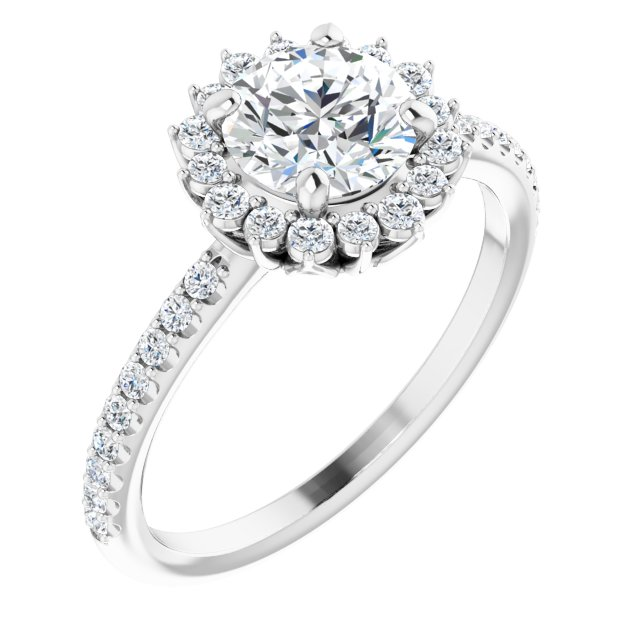 14K White 6.5 mm Round 1/3 CTW Natural Diamond Semi-Set Engagement Ring