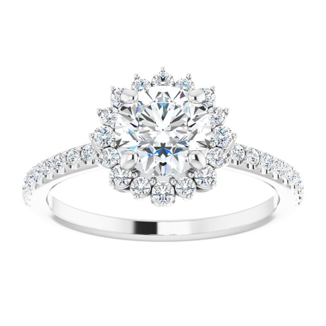 14K White 6.5 mm Round 1/3 CTW Natural Diamond Semi-Set Engagement Ring