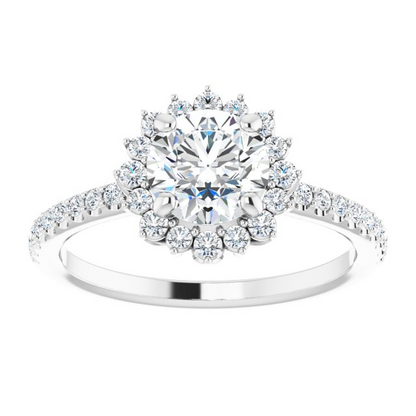 14K White 6.5 mm Round 1/3 CTW Natural Diamond Semi-Set Engagement Ring