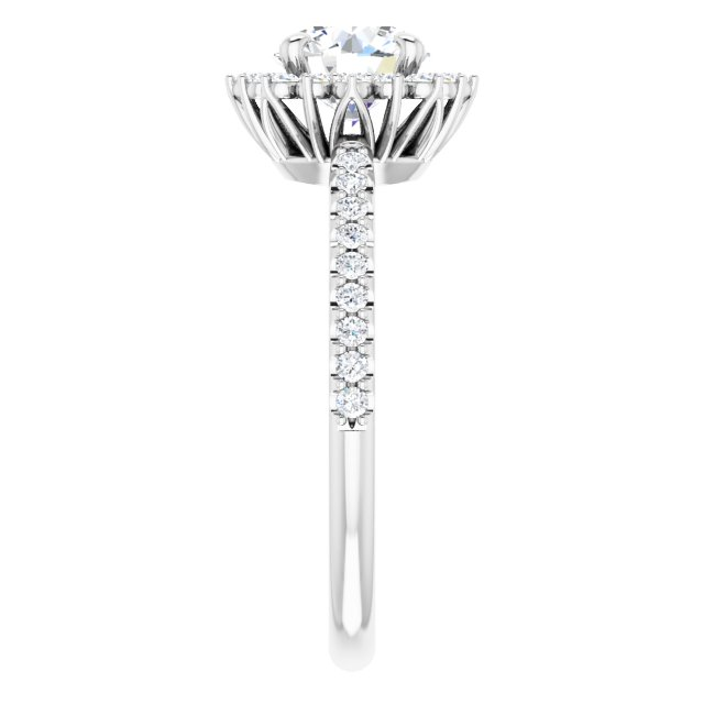 14K White 6.5 mm Round 1/3 CTW Natural Diamond Semi-Set Engagement Ring