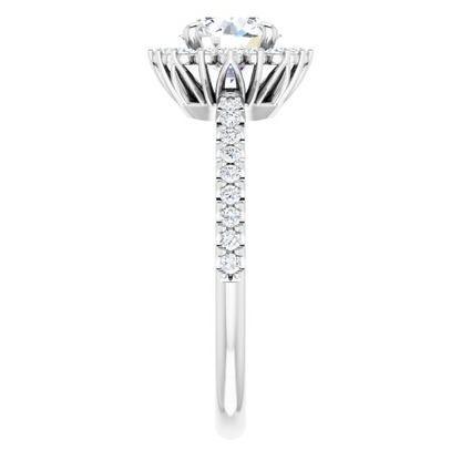 14K White 6.5 mm Round 1/3 CTW Natural Diamond Semi-Set Engagement Ring