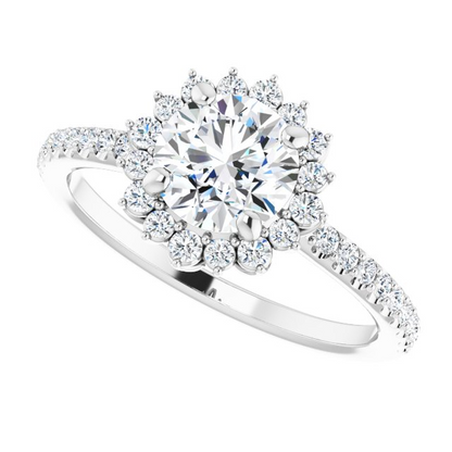 14K White 6.5 mm Round 1/3 CTW Natural Diamond Semi-Set Engagement Ring