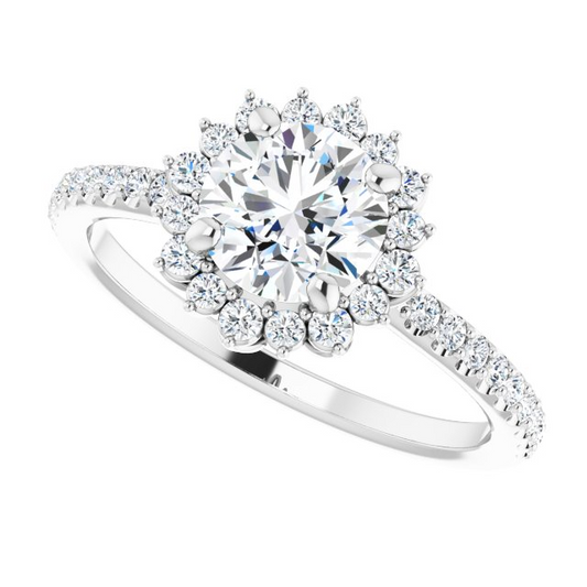 14K White 6.5 mm Round 1/3 CTW Natural Diamond Semi-Set Engagement Ring