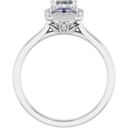 14K White 7x5 mm Emerald Engagement Ring