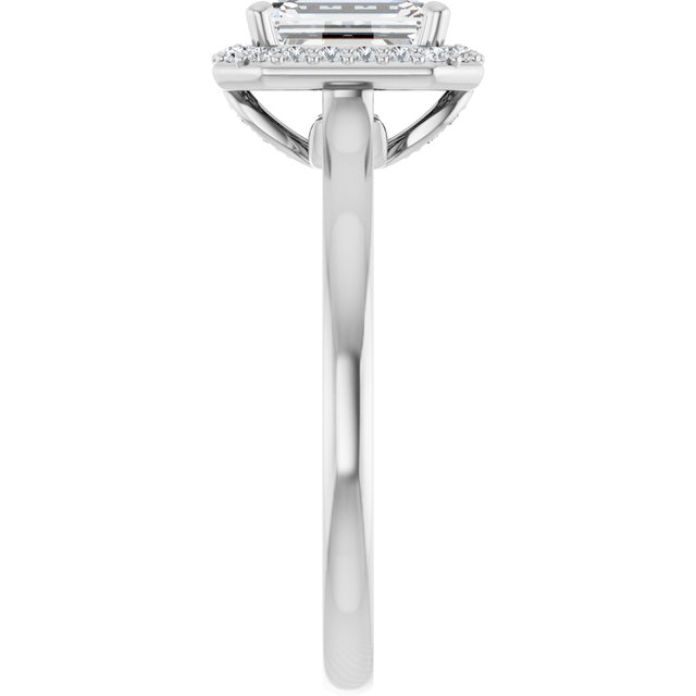 14K White 7x5 mm Emerald Engagement Ring