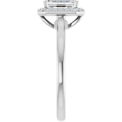 14K White 7x5 mm Emerald Engagement Ring