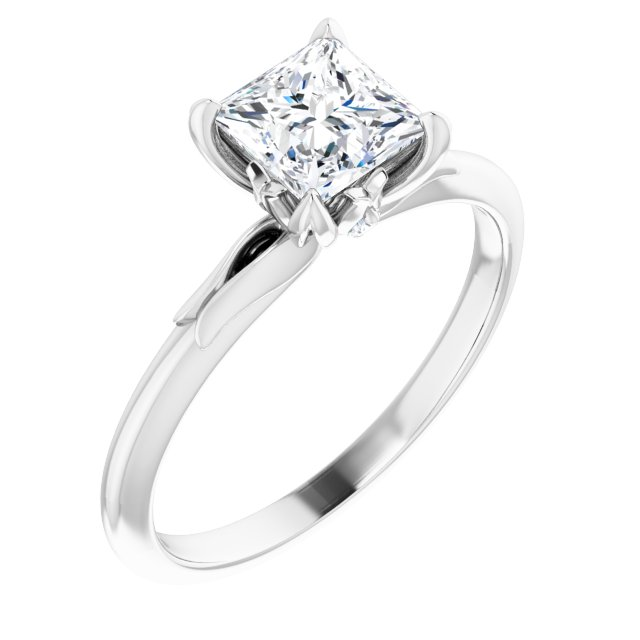 14K White 5.5x5.5 mm Square .025 CTW Natural Diamond Semi-Set Engagement Ring