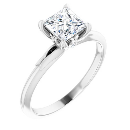 14K White 5.5x5.5 mm Square .025 CTW Natural Diamond Semi-Set Engagement Ring