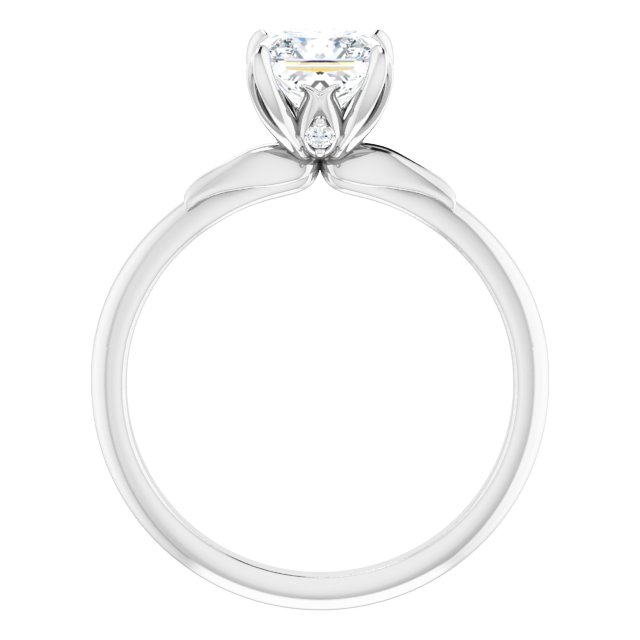14K White 5.5x5.5 mm Square .025 CTW Natural Diamond Semi-Set Engagement Ring