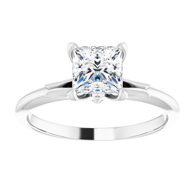 14K White 5.5x5.5 mm Square .025 CTW Natural Diamond Semi-Set Engagement Ring