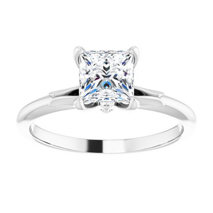 14K White 5.5x5.5 mm Square .025 CTW Natural Diamond Semi-Set Engagement Ring