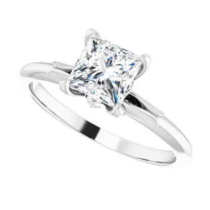 14K White 5.5x5.5 mm Square .025 CTW Natural Diamond Semi-Set Engagement Ring