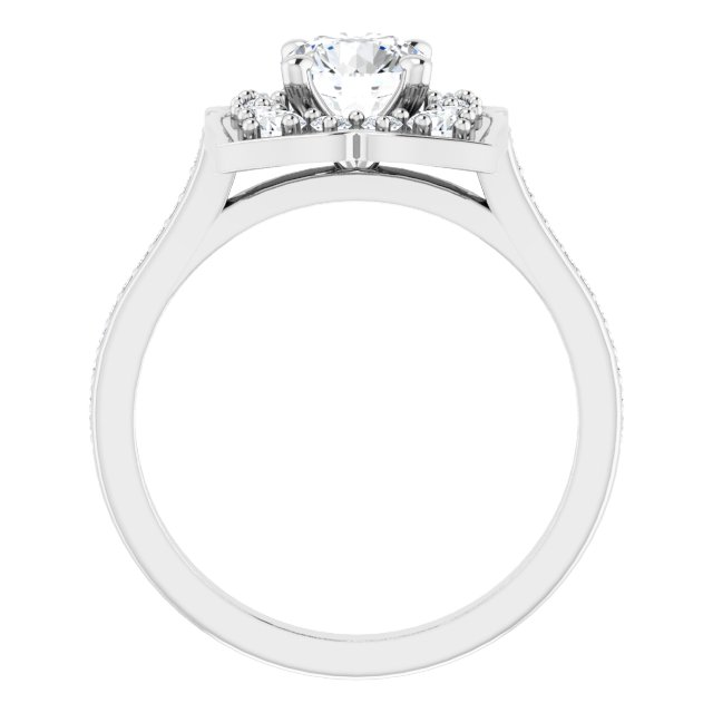 14K X1 White 6 mm Round Floral-Inspired Halo-Style Engagement Ring