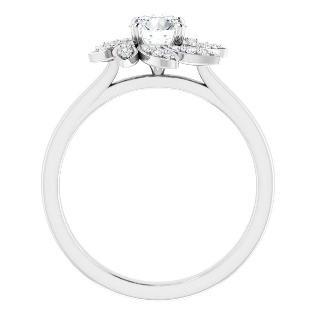 14K White 5.2 mm Round Floral-Inspired Halo-Style Engagement Ring