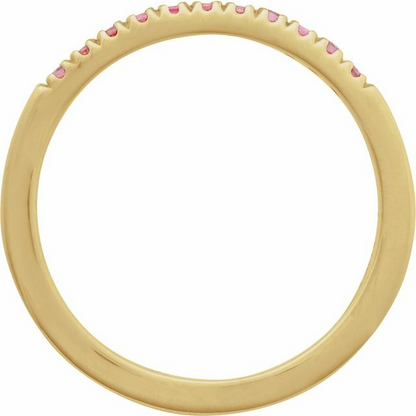 14K Yellow Natural Pink Tourmaline Stackable Ring