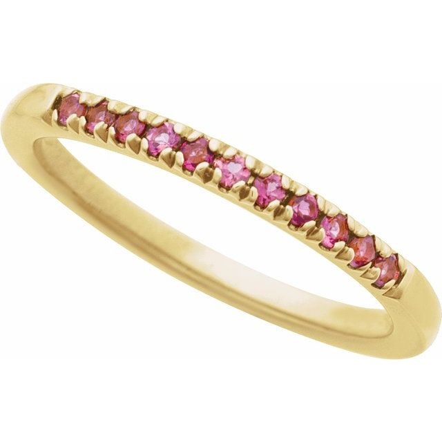 14K Yellow Natural Pink Tourmaline Stackable Ring