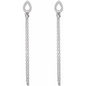 14K White Leaf Chain Earrings