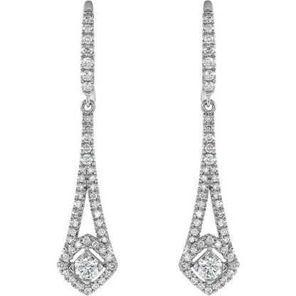 14K White 3/4 CTW Natural Diamond Chandelier Earrings
