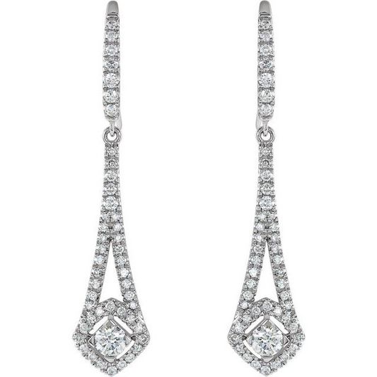 14K White 3/4 CTW Natural Diamond Chandelier Earrings