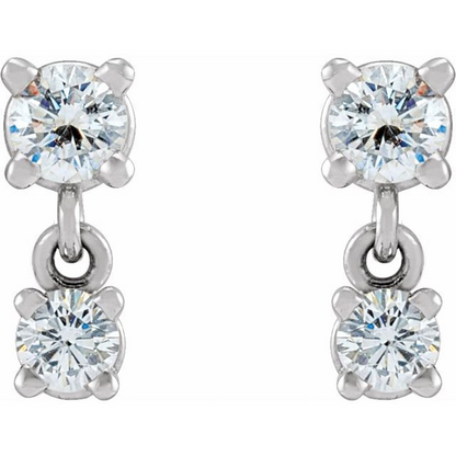 14K White 1/3 CTW Natural Diamond Two-Stone Earrings