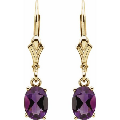14K Yellow Natural Amethyst Earrings