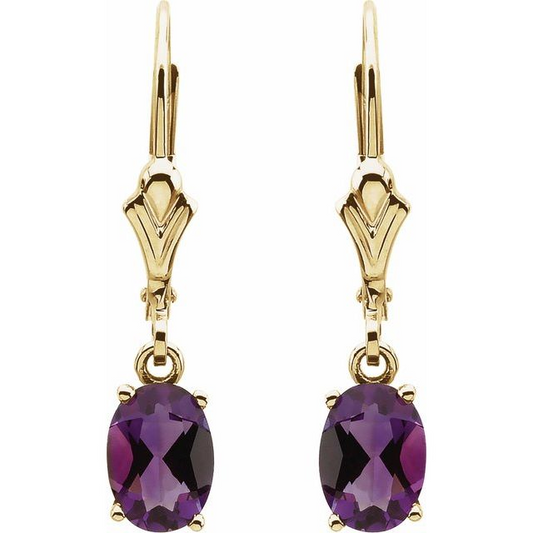 14K Yellow Natural Amethyst Earrings