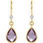 14K Yellow/White Natural Amethyst & .02 CTW Natural Diamond Earrings