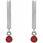 14K White Natural Ruby Bar Earrings