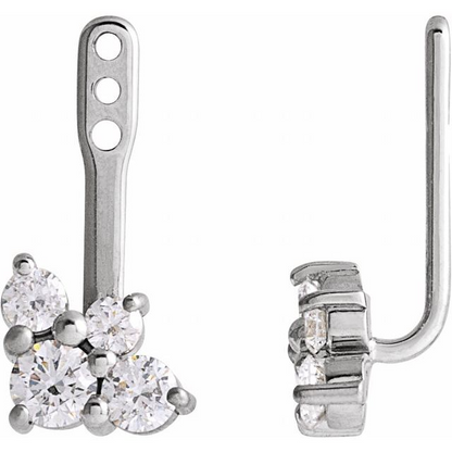 14K White 3/8 CTW Natural Diamond Earring Jackets