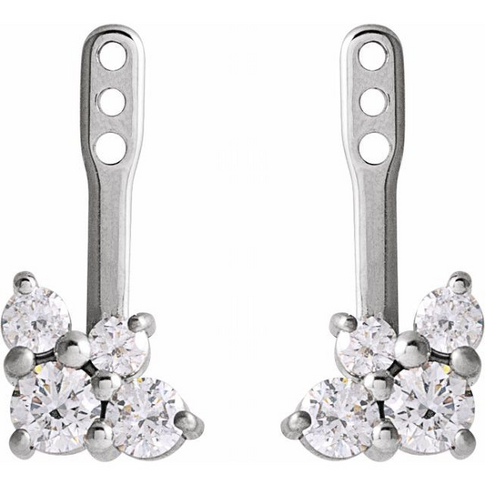 14K White 3/8 CTW Natural Diamond Earring Jackets