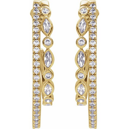14K Yellow 1 1/5 CTW Natural Diamond 30.5 mm Hoop Earrings