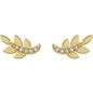 14K Yellow .07 CTW Natural Diamond Leaf Earrings