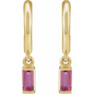 14K Yellow Natural Pink Tourmaline 17.6 mm Hoop Earrings