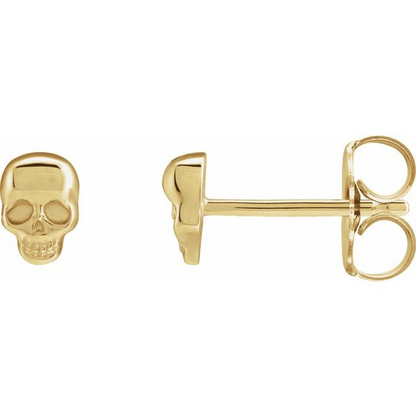 14K Yellow Skull Earrings