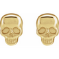 14K Yellow Skull Earrings