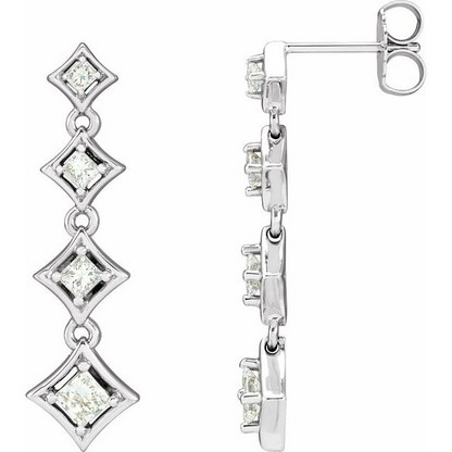 14K White 3/4 CTW Natural Diamond Journey Earrings