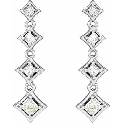 14K White 3/4 CTW Natural Diamond Journey Earrings