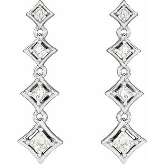 14K White 3/4 CTW Natural Diamond Journey Earrings