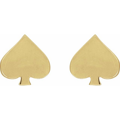 14K Yellow Spade Earrings