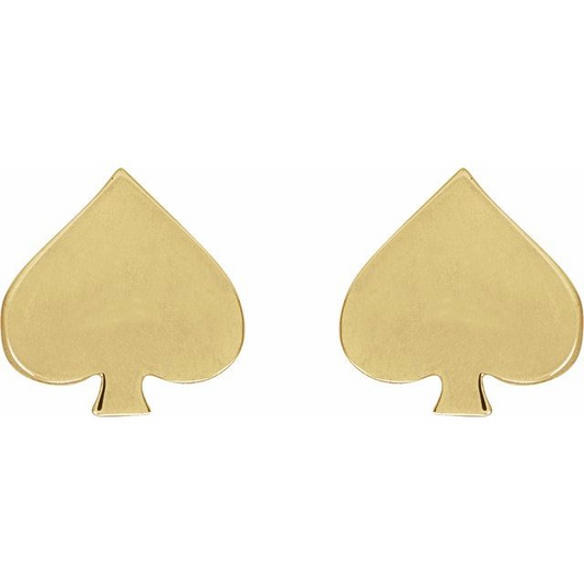 14K Yellow Spade Earrings
