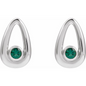 14K White Lab-Grown Emerald Geometric Earrings