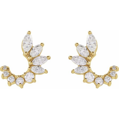14K Yellow 1/2 CTW Natural Diamond Front-Back Earrings