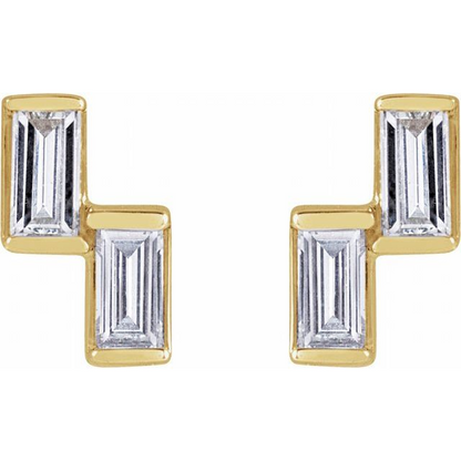 14K Yellow 1/4 CTW Natural Diamond Two-Stone Stud Earrings