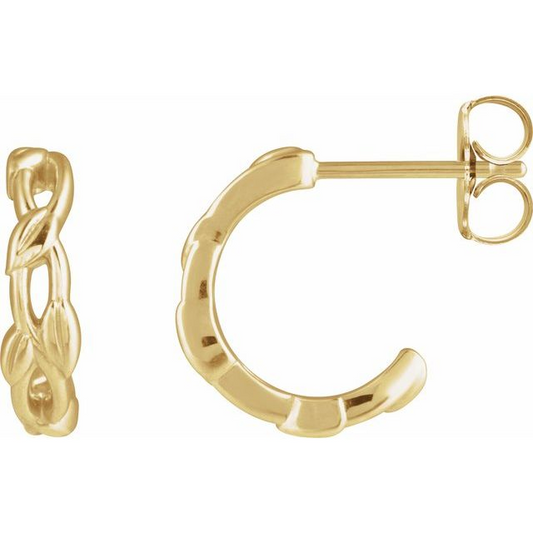 14K Yellow Nature 12.9 mm Hoop Earrings