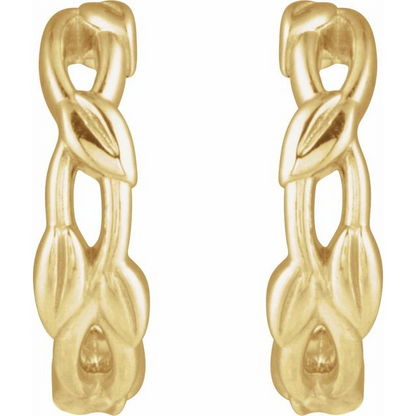 14K Yellow Nature 12.9 mm Hoop Earrings