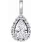 14K White 1 1/2 CTW Lab-Grown Diamond Halo-Style Pendant