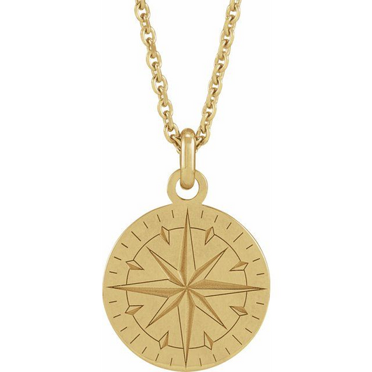 14K Yellow Compass 20" Necklace