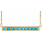 14K Yellow Cabochon Natural Turquoise Bar 18" Necklace